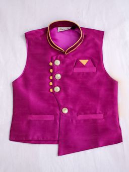 BownBee - Sleeveless Asymmetric Festive Waistcoat for Boys-Pink