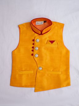 BownBee - Sleeveless Asymmetric Festive Waistcoat for Boys-Mustard