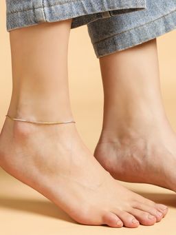 Zavya - Triple Tone Weave Chain 925 Sterling Silver Anklet