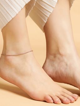 Zavya - Adorable Weave Chain 925 Sterling Silver Anklet in Rose Gold