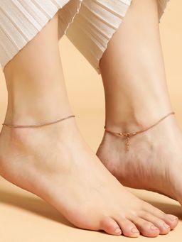 Zavya - Adorable Weave Chain 925 Sterling Silver Anklet in Rose Gold