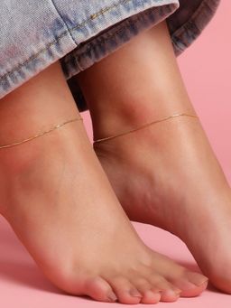 Zavya - Classic Minimal Gold Box Chain 925 Sterling Silver Anklet
