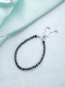 Zavya - Classy Black Beaded 925 Sterling Silver Bracelet