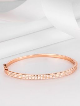 Zavya - Three-Line CZ Rose Gold Plated 925 Sterling Silver Kada Bracelet