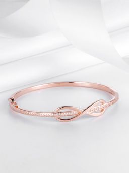 Zavya - Infinity CZ Rose Gold Plated 925 Sterling Silver Kada Bracelet