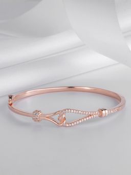 Zavya - CZ Rose Gold Plated 925 Sterling Silver Kada Bracelet