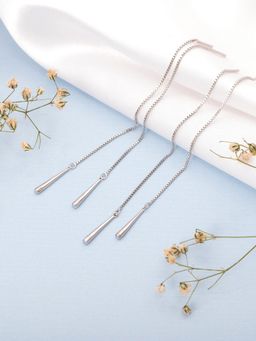 Zavya - Sui Dhaga Rhodium Plated 925 Sterling Silver Earrings Combo