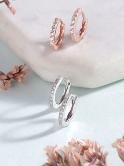 Zavya - Whimsical Hoops 925 Sterling Silver Combo Earrings