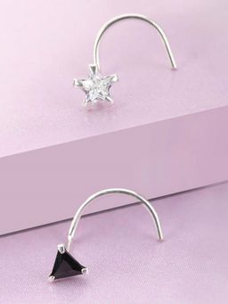 Zavya - The Geometric Duo 925 Silver Nose Pin Set