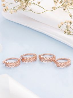 Zavya - Leafy Rose Gold 925 Silver Toe Ring Combo