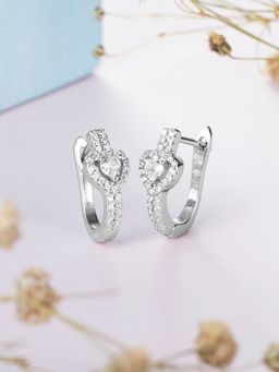 Zavya - Solitaire Heart CZ 925 Silver Latch-Back Earring