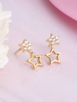 Zavya - Dual Star CZ Studded 925 Sterling Silver Earring