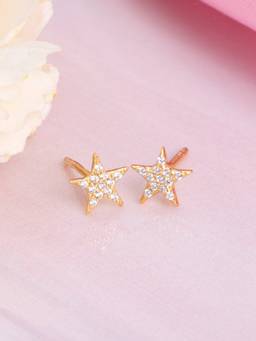 Zavya - CZ Star Golden Plated 925 Silver Earring