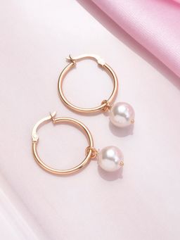 Zavya - Simple Pearl Rose Gold Plated 925 Silver Earring