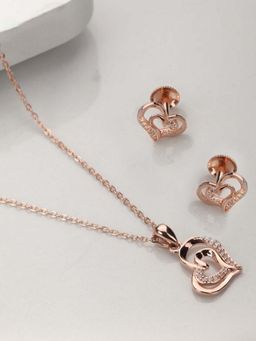 Zavya - Rose Gold Nested Heart 925 Silver Jewellery Set