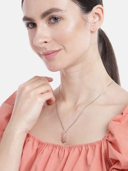 Zavya - Peacock Necklace 925 Sterling Silver in Rose Gold Plated