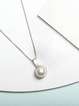Zavya - Freshwater Pearl 925 Sterling Silver Pendant with Chain