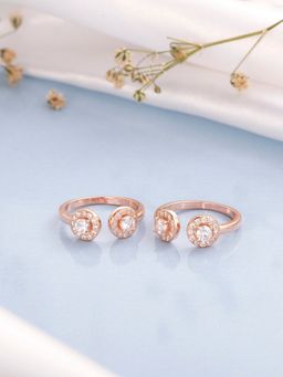 Zavya - CZ Studded Rose Gold Plated 925 Sterling Silver Toe Rings