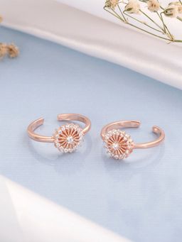 Zavya - Round CZ Rose Gold Plated 925 Sterling Silver Toe Ring