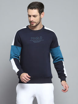 Rock.it - Men Navy Blue Colorblock Sweatshirt