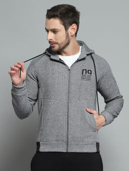 Rock.it - Men Grey Printed Hoodie