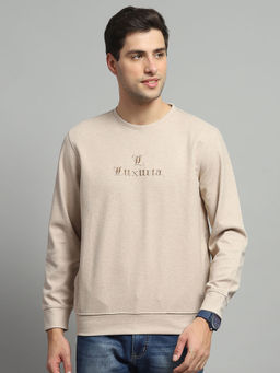 Monte Carlo - Men Beige Embroidered Sweatshirt