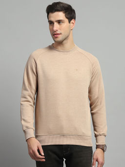 Monte Carlo - Men Khaki Solid/Plain Sweatshirt