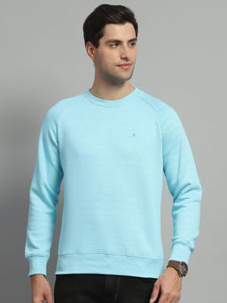 Monte Carlo - Men Turquoise Solid/Plain Sweatshirt