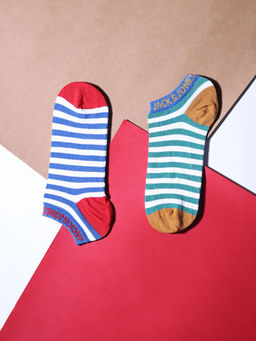 Jack & Jones - Men Striped Multicolor Ankle Length Socks (Pack of 2)