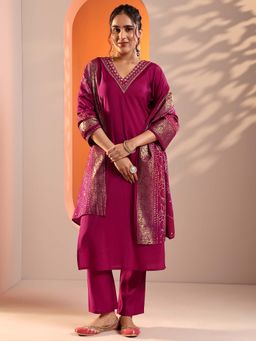 Libas - Pink Yoke Design Kurta with Trouser and Dupatta