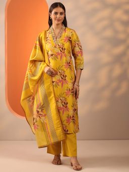 Libas - Yellow Yoke Design Kurta and Trouser with Dupatta