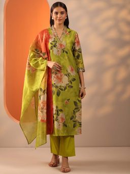 Libas - Green Yoke Design Kurta and Trouser with Dupatta