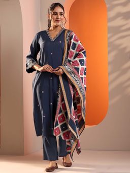 Libas - Navy Zari Kurta with Trouser and Dupatta