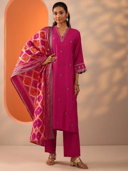 Libas - Pink Zari Kurta with Trouser and Dupatta