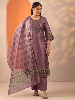 Libas - Mauve Ethnic Motif Kurta and Trouser with Dupatta