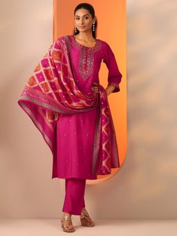 Libas - Pink Zari Kurta with Trouser and Dupatta