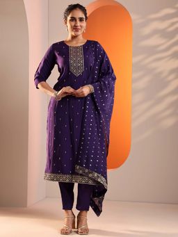 Libas - Purple Zari Kurta with Trouser and Dupatta