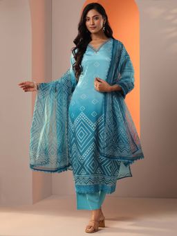 Libas - Blue Bandhani Kurta and Trouser with Dupatta