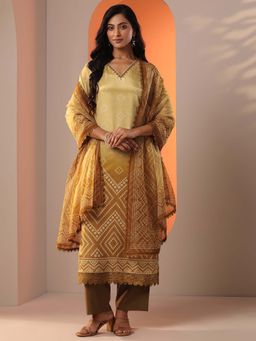 Libas - Mustard Bandhani Kurta and Trouser with Dupatta