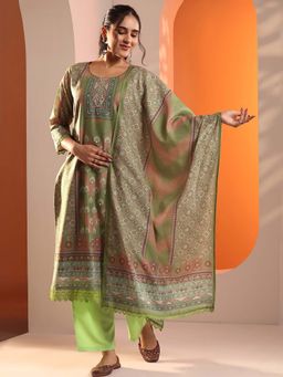 Libas - Green Ethnic Motif Beads Kurta and Trouser with Dupatta