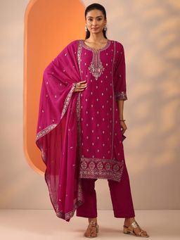 Libas - Pink Zari Kurta and Trouser with Zari Dupatta