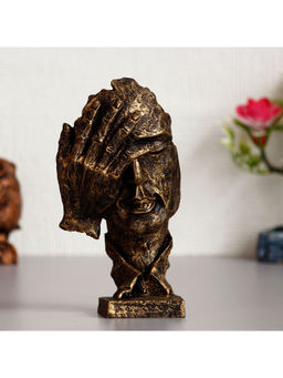eCraftIndia - Antique Finish Man Hand On Face Handcrafted Decorative Polyresin Showpiece