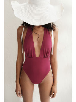 H&M - Women Pink High Leg Halterneck swimsuit