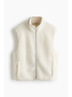 H&M - Women White Loose Fit Teddy sports gilet