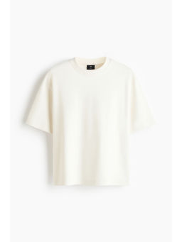 H&M - Men White Relaxed Fit Interlock T-shirt