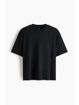 H&M - Men Black Relaxed Fit Interlock T-shirt