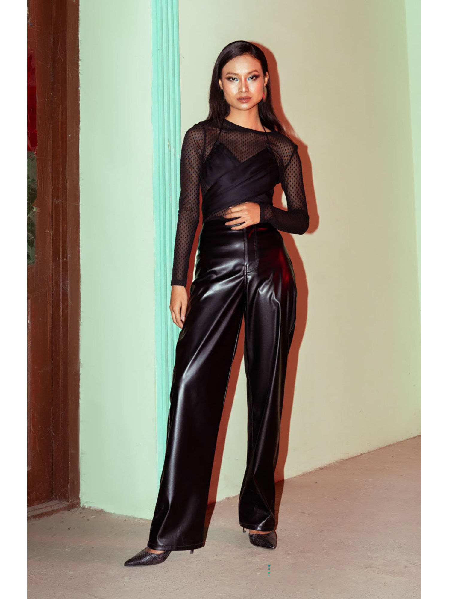 Buy FREAKINS Black Leather Pants Online
