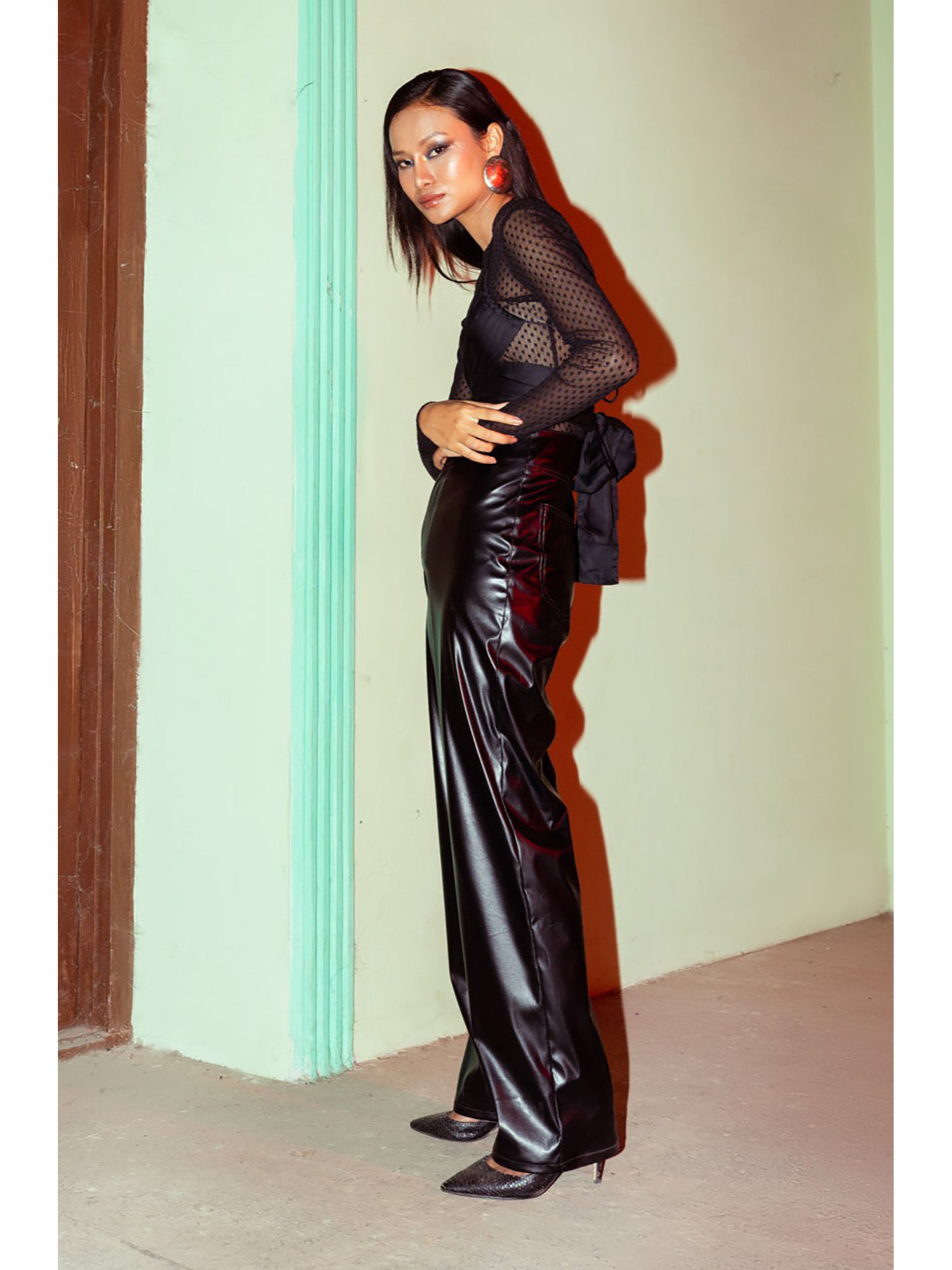 Buy FREAKINS Black Leather Pants Online