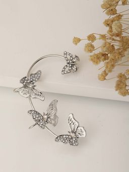 Carlton London - Silver-Toned Contemporary Ear Cuff Earrings