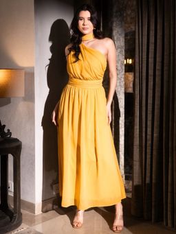 IS.U - Women Yellow Solid Maxi Dress